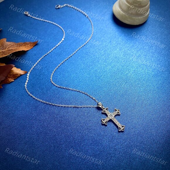 NEW Certified 1ct. t.w. Moissanite Cross Necklace - Picture 6 of 7